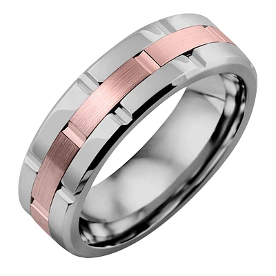 TUNGSTEN 10K PINK GOLD RING 7MM