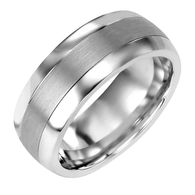 TUNGSTEN AND 10K WHITE GOLD RING 8M