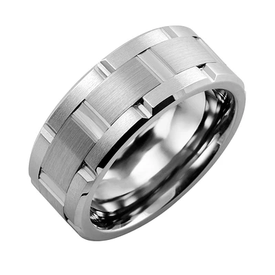 TUNGSTEN 10K WHITE GOLD RING 9MM