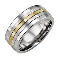 TUNGSTEN 2 TONE 10K GOLD RING 9MM