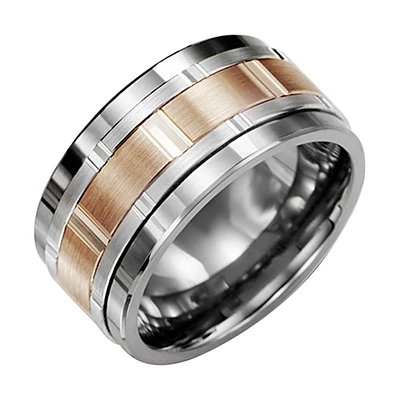 TUNGSTEN AND 10K PINK GOLD RING 11M