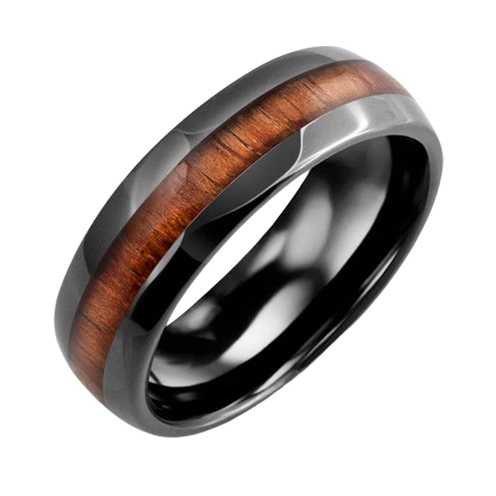 CERAMIC AND KOA WOOD RING MEN 7MM