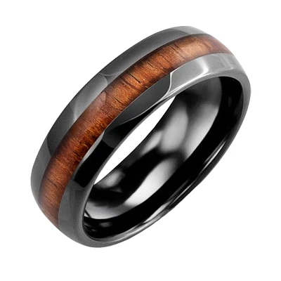 CERAMIC AND KOA WOOD RING MEN 7MM