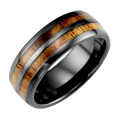 CERAMIC AND KOA WOOD RING MEN 9MM