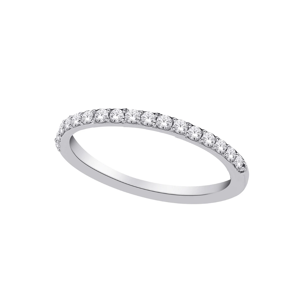 JONC EN OR BLANC 14K AVEC DIAMANTS