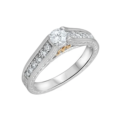 18K YELLOW GOLD AND PLATINUM RING