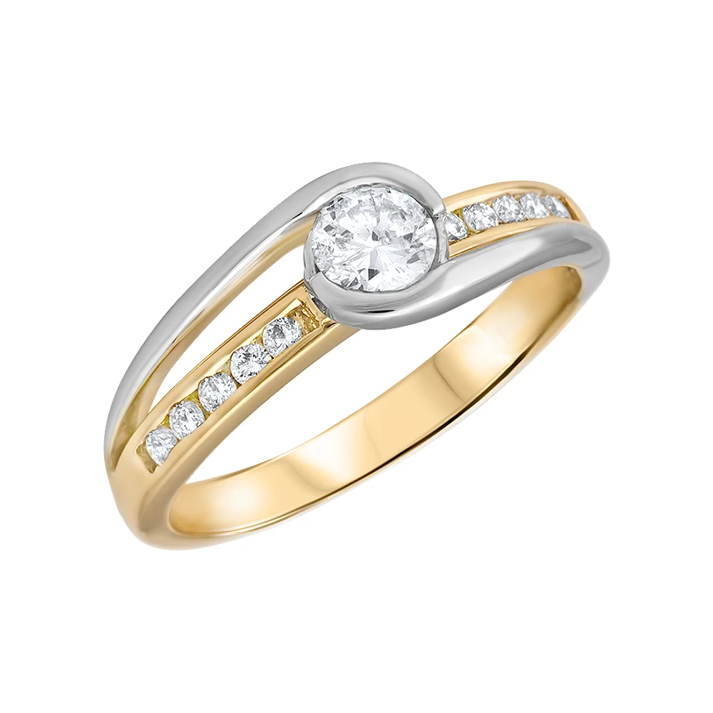 BAGUE OR JAUNE ET BLANC 14K