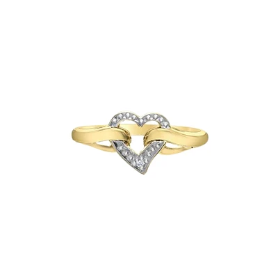 TWO TONE GOLD HEART RING