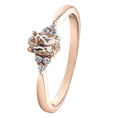 BAGUE EN OR 10K AVEC MORGANITE