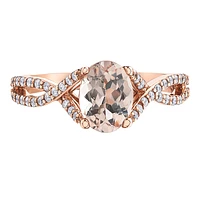 BAGUE EN OR 10K MORGANITE  DIAMANT