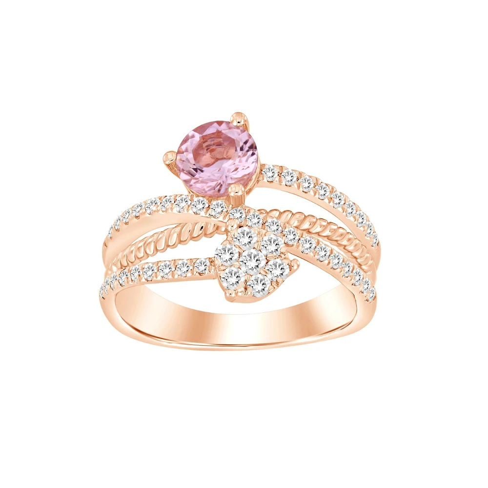 BAGUE EN OR ROSE 10K AVEC DIAMANTS