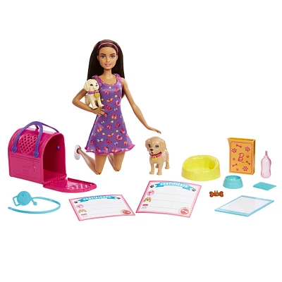 Barbie Doll And Accessories Pup Adoption Playset With Doll