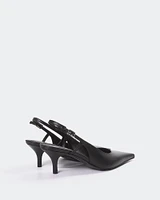 L'INTERVALLE Berkely Women's Shoe Mid Heel Slingback Black Leather