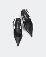 L'INTERVALLE Berkely Women's Shoe Mid Heel Slingback Black Leather