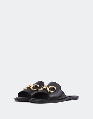 L'INTERVALLE Dauphine Women's Sandal Mule Black Leather