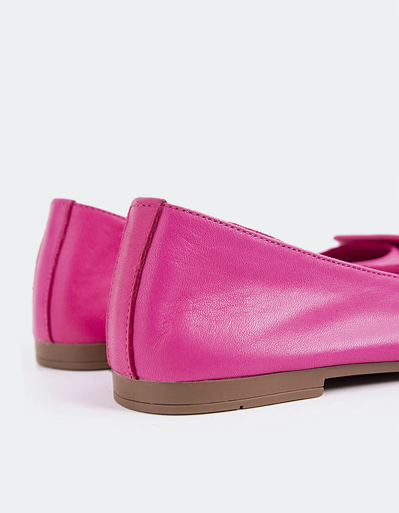 L'INTERVALLE Ferron Women's Ballerina Flat Shoe Fuchsia Leather