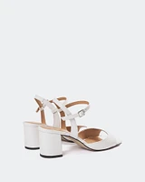 L'INTERVALLE Kearny Women's Mid Heel Sandal Off White Leather