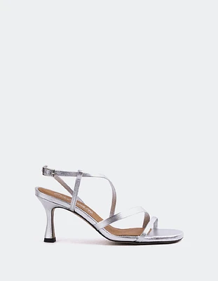 L'INTERVALLE Kowsky Women's Strappy Sandal Silver Metal Leather