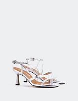 L'INTERVALLE Kowsky Women's Strappy Sandal Silver Metal Leather