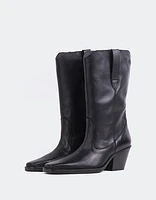 L'INTERVALLE Lewisham Women's Boot Mid Heel Black Leather