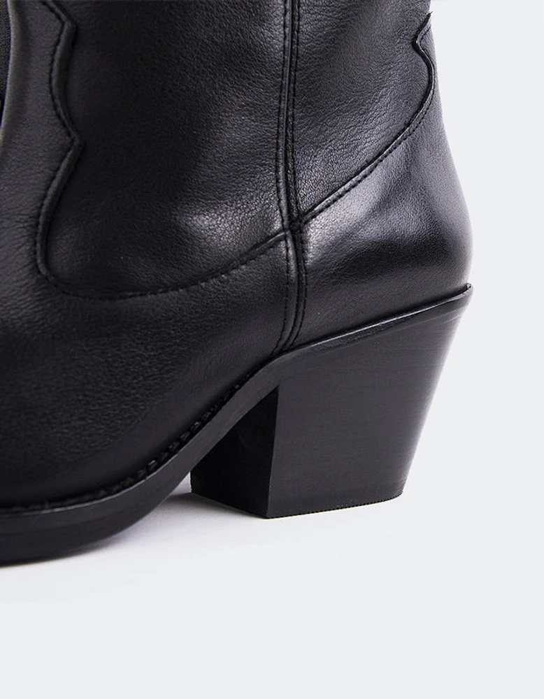 L'INTERVALLE Lewisham Women's Boot Mid Heel Black Leather