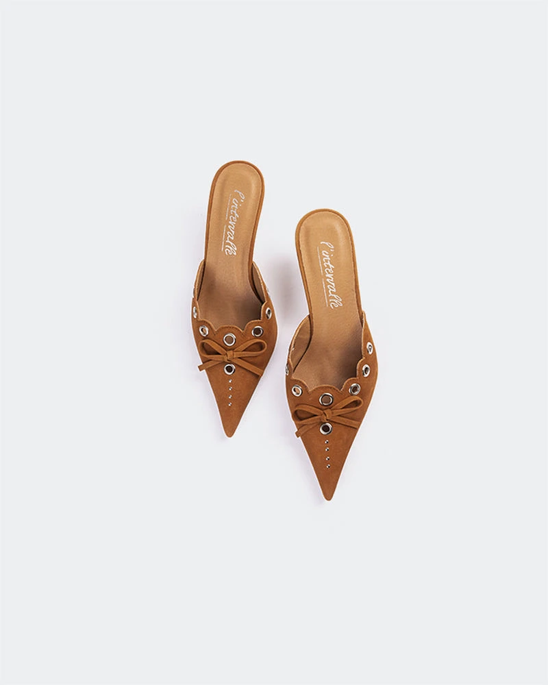 L'INTERVALLE Melba Women's Shoe Mid Heel Mules Tan Suede
