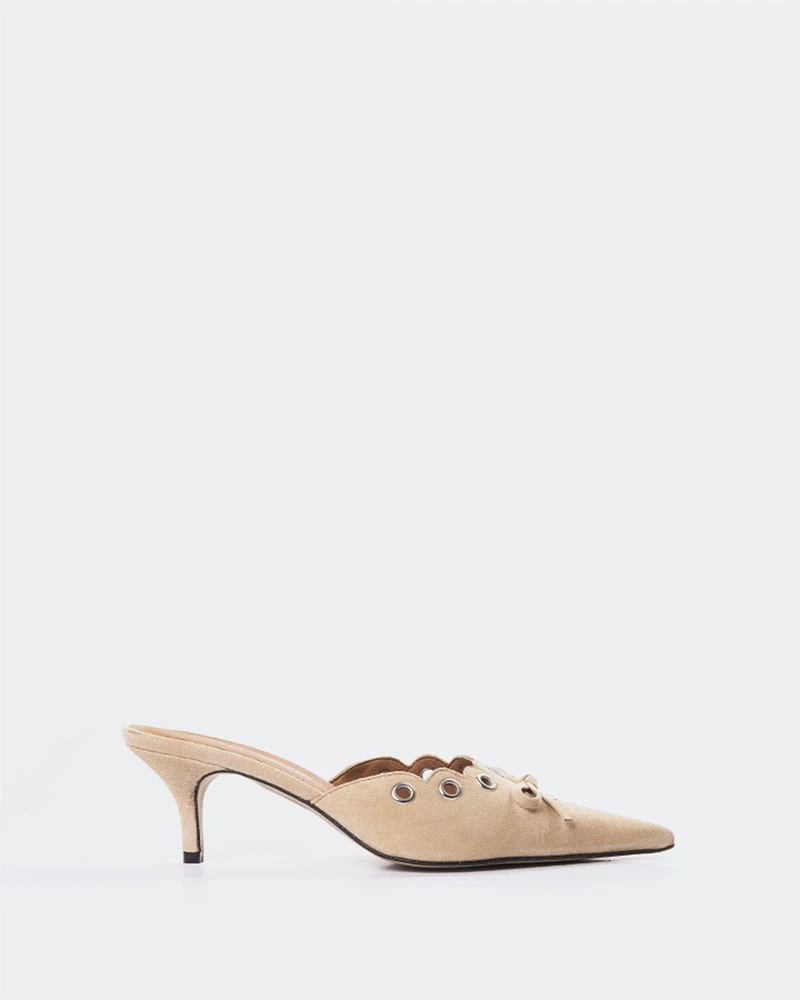 L'INTERVALLE Melba Women's Shoe Mid Heel Mules Nude Suede