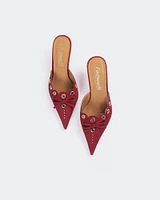 L'INTERVALLE Melba Women's Shoe Mid Heel Mules Red Suede