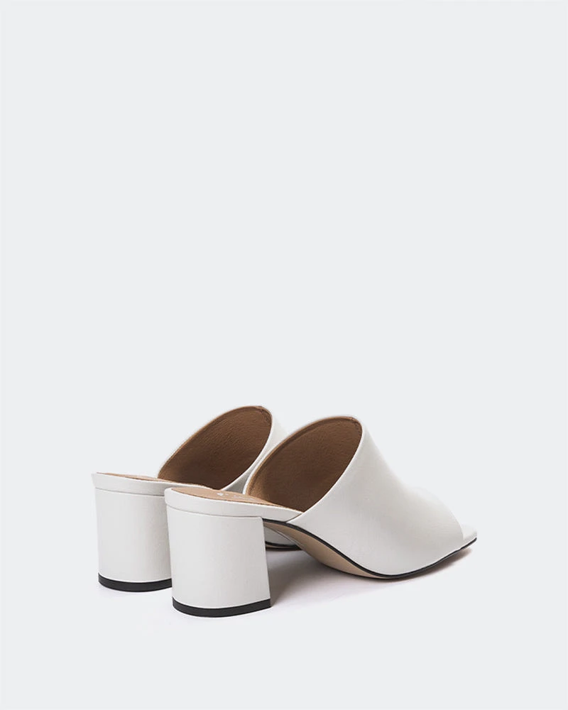 L'INTERVALLE Pelham Women's Sandal Mid Heel Mules Off White Leather