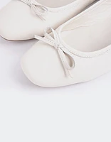 L'INTERVALLE Ramesses Women's Ballerina Flat Shoe Ice/White Leather