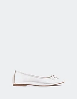 L'INTERVALLE Ramesses Women's Ballerina Flat Shoe Silver Metal/Leather