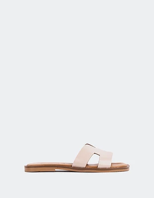 L'INTERVALLE Valmy Women's Flat Sandal Mule Nude Patent Leather