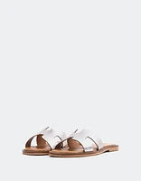 L'INTERVALLE Valmy Women's Flat Sandal Mule Silver Metal Leather