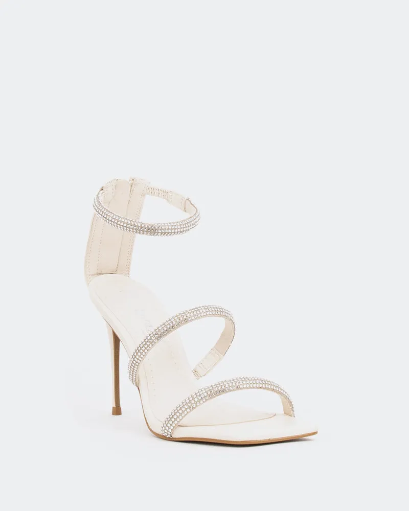 Shamari, Off White Leather/Cuir Blanc Cassé