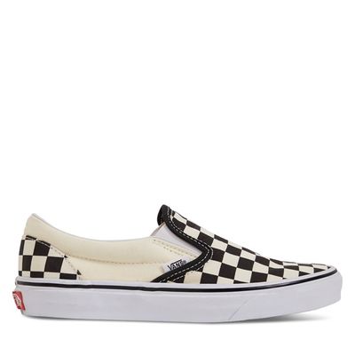 Vans Classic Checkerboard Slip-Ons Black White, Womens / Mens Leather