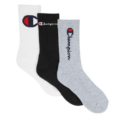 3 paires de chaussettes Logo Crew pour hommes en Noir - Champion