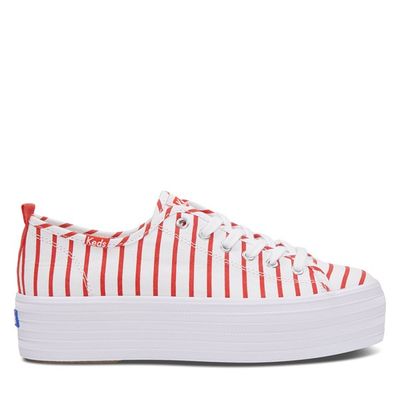 Keds Women's Triple Up Flatsforms Striped White Misc, Canvas