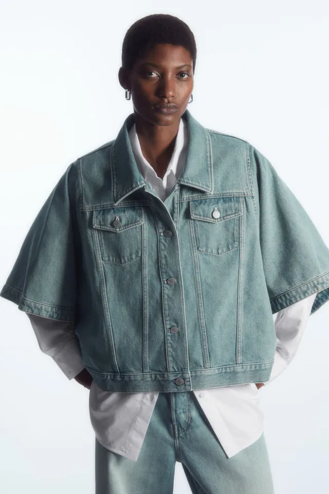 ASOS DESIGN oversized denim jacket with borg cut and sew in white | ASOS