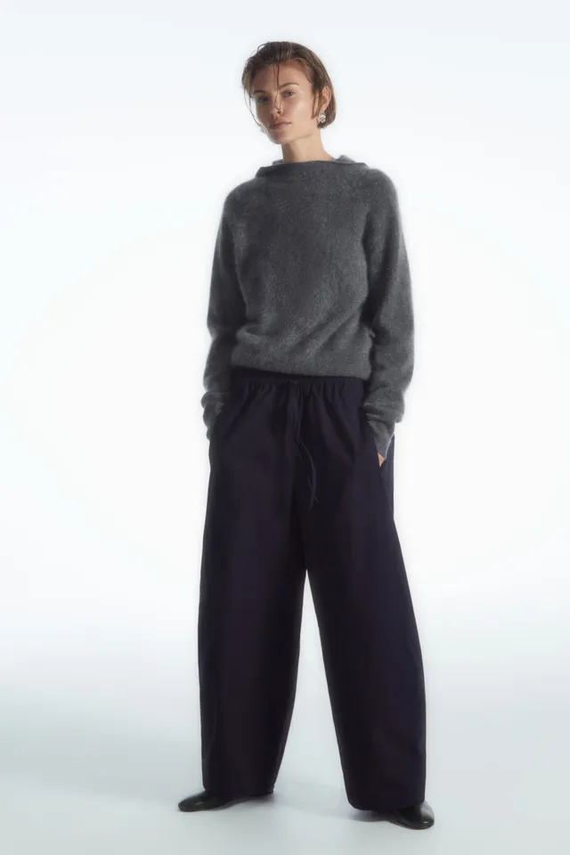 COS Elasticated Relaxed-Leg Trousers in Black