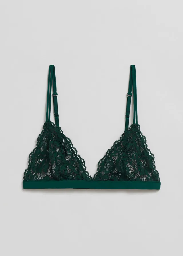 Asymmetric Sculpt Bralette - Green Disperse Print