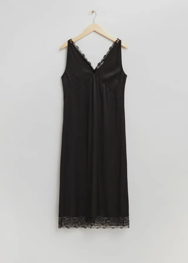 Lace-trimmed slip dress