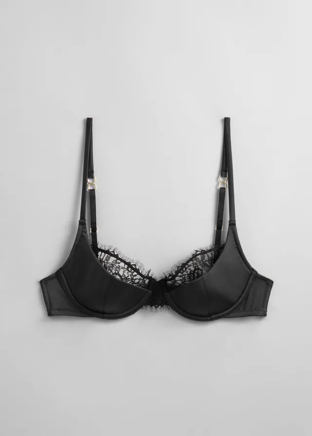 Embroidered petals mesh plunge bra, Miiyu