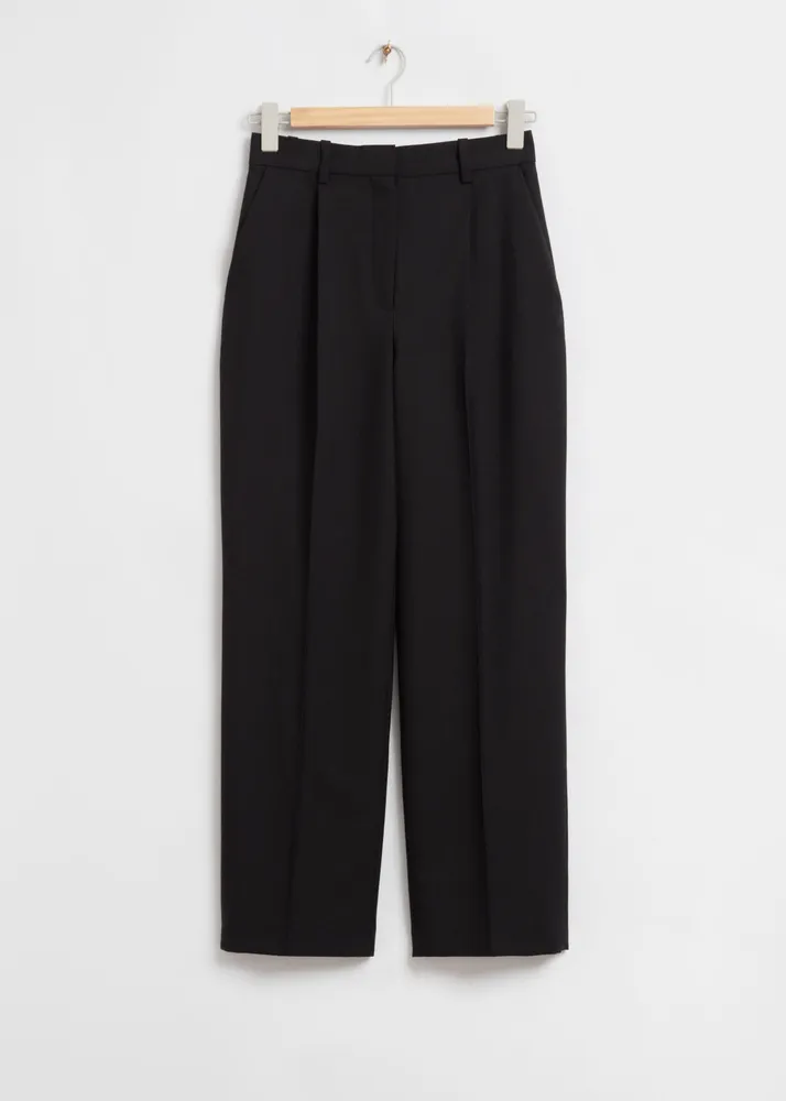 Pleated High Rise Wide Trousers - Green - Tailored Trousers - & Other  Stories