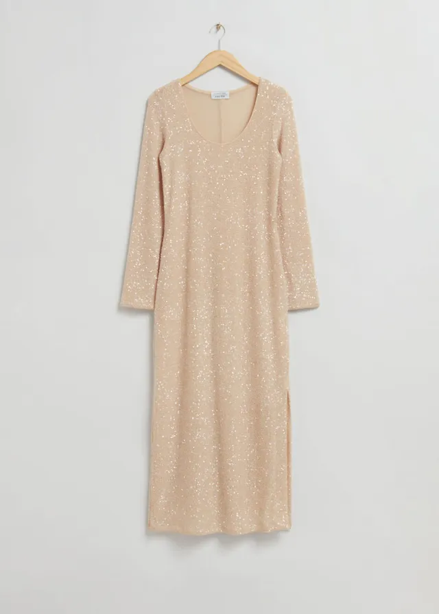 slim fit dress slacks Deep V-Neck Sequin Dress