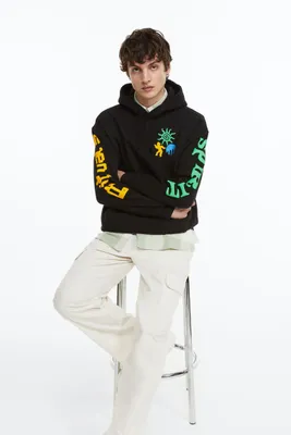 Relaxed Fit Printed Hoodie