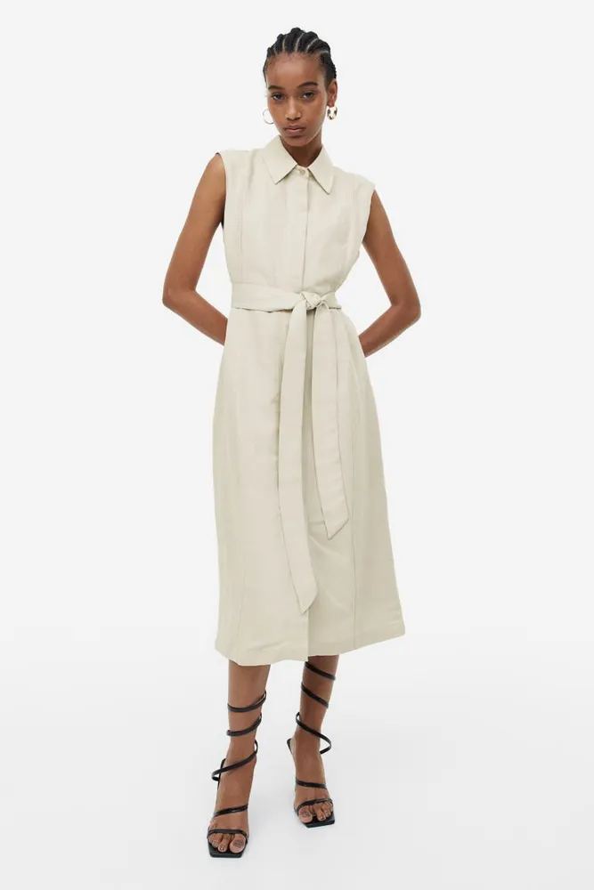 Linen-blend Shirt Dress