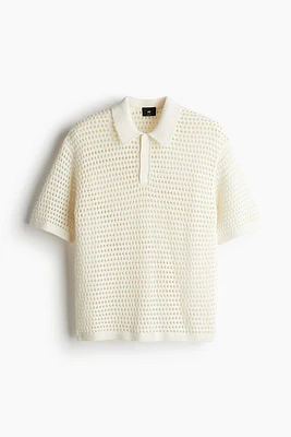 Loose Fit Hole-knit Polo Shirt