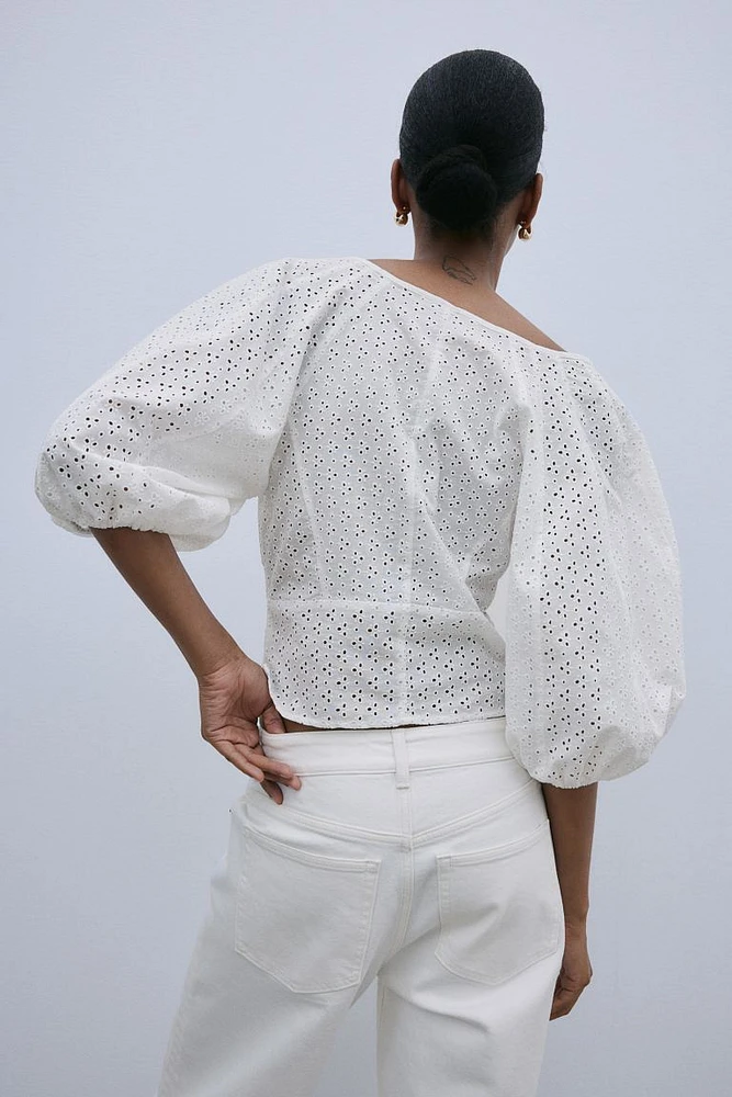 Blouse with Eyelet Embroidery