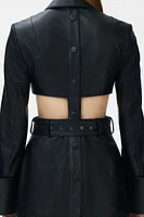 Cut-out Leather Blazer