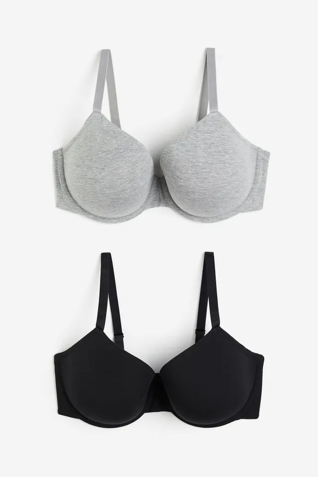 H M H & M - 2-Pack Padded Cotton Bras - White for Women